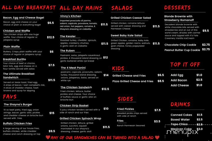 Truckin With Shayna's - Fate, TX menu_pic