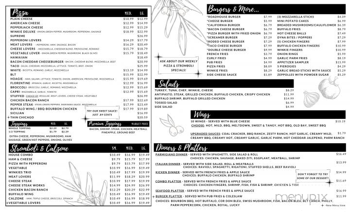 Winkie's Pizza - Mount Carmel, PA menu_pic