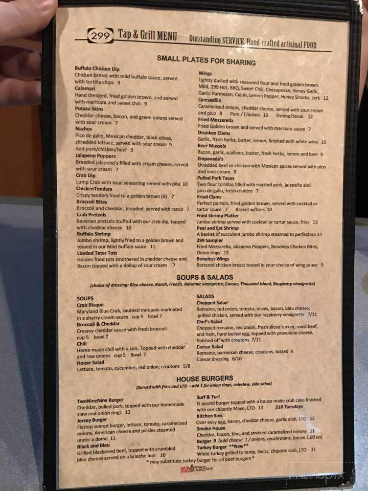 Two Nine Nine Old School Grill - Middletown, DE menu_pic