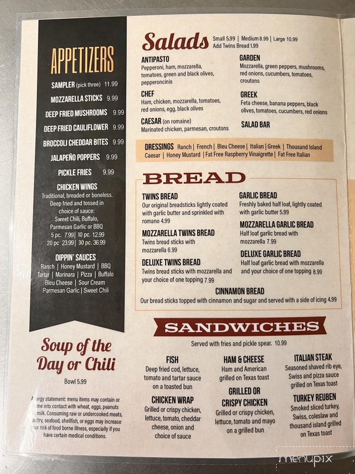 Twin's Pizza Pasta & More - Clio, MI menu_pic