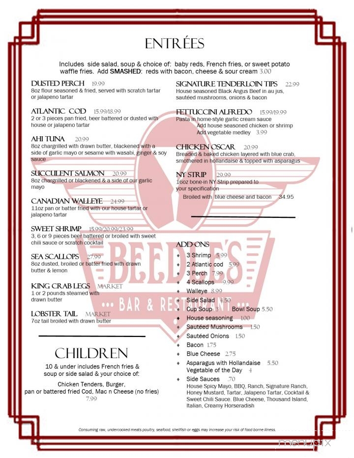 Beedle's Bar & Restaurant - Galesville, WI menu_pic