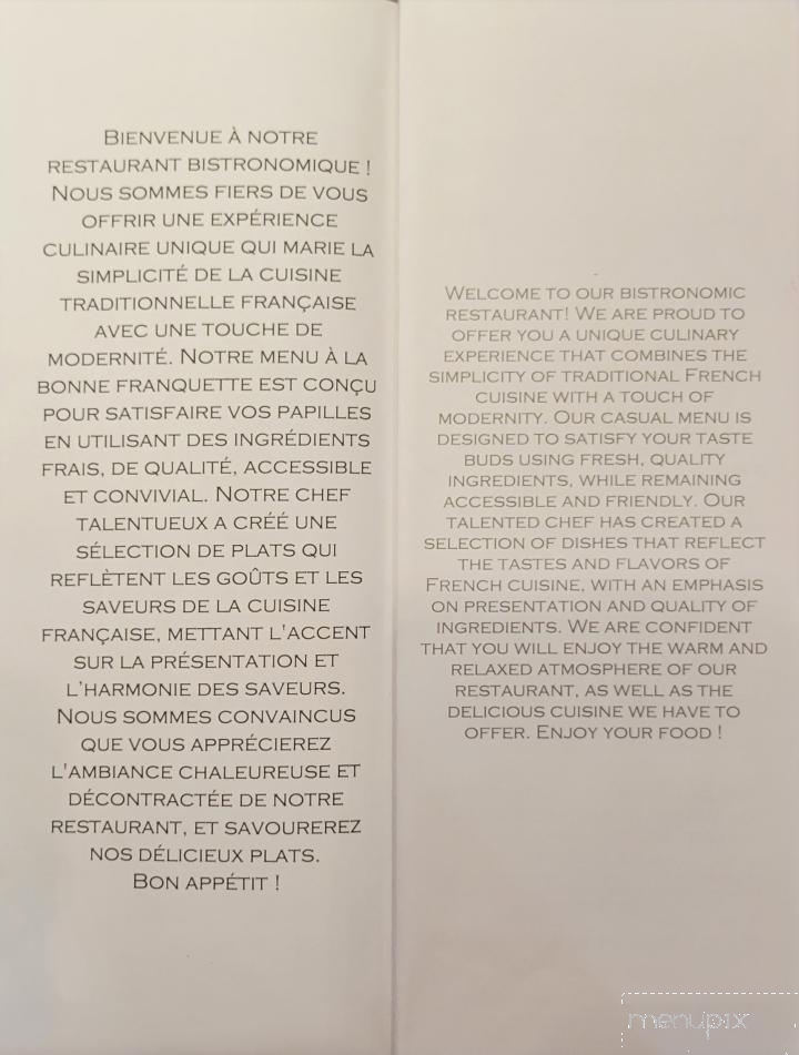 Le Napoleon - Montebello, QC menu_pic