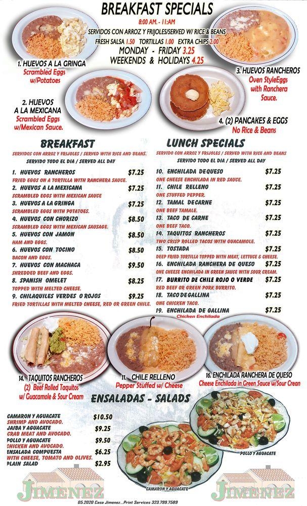 Casa Jimenez - Claremont, CA menu_pic