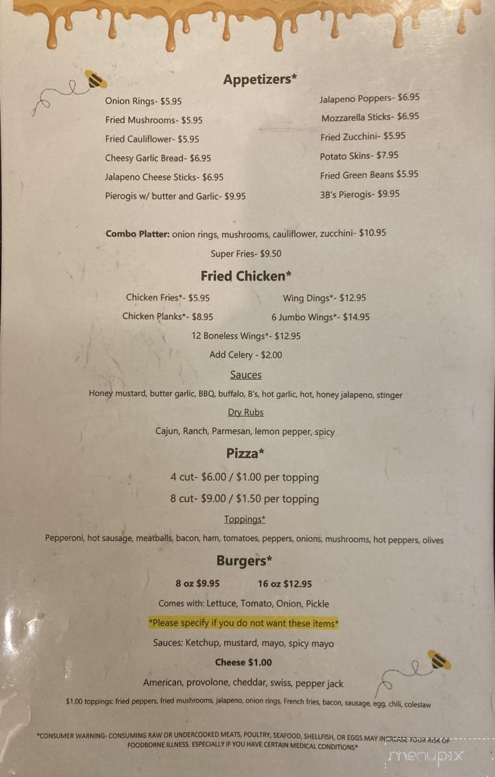 Three B's Lounge - Zelienople, PA menu_pic