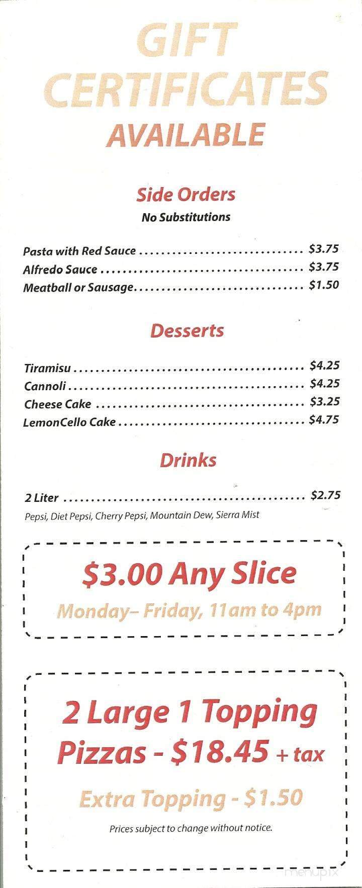 Cafe La Bellitalia - Madison, WI menu_pic