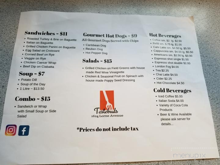 Tastebuds Cafe - Saskatoon, SK menu_pic