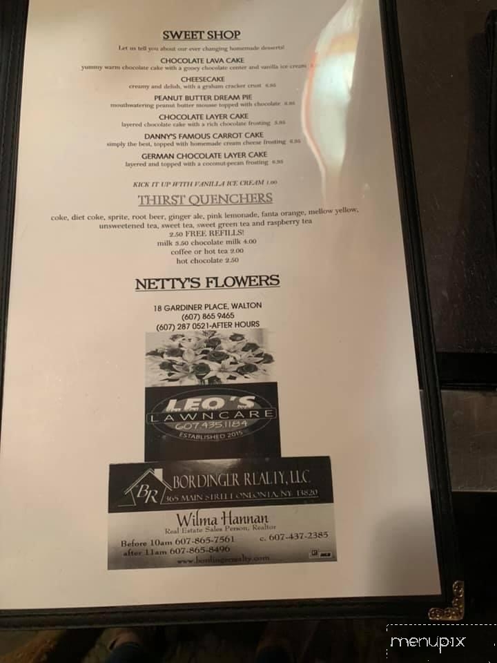 Danny's Restaurant - Walton, NY menu_pic