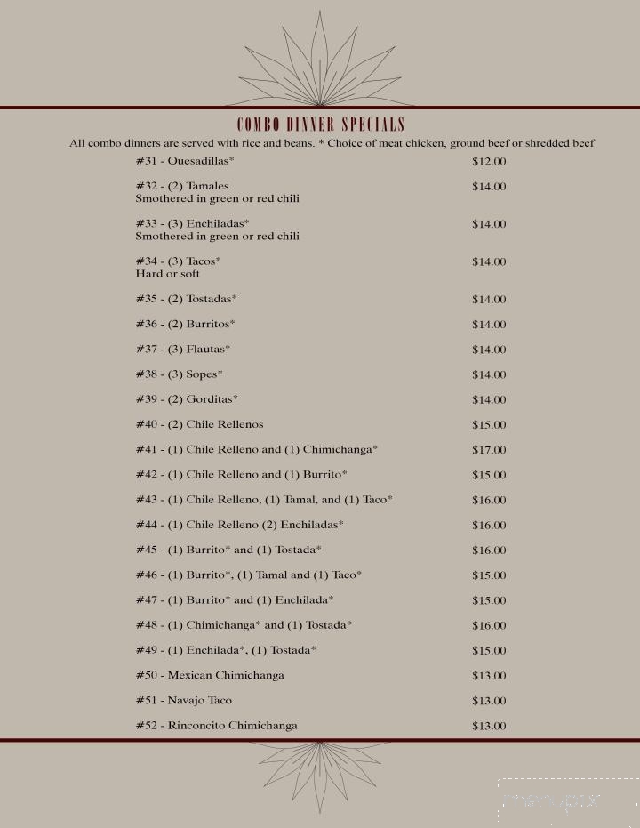 El Rinconcito Restaurant - Olathe, CO menu_pic