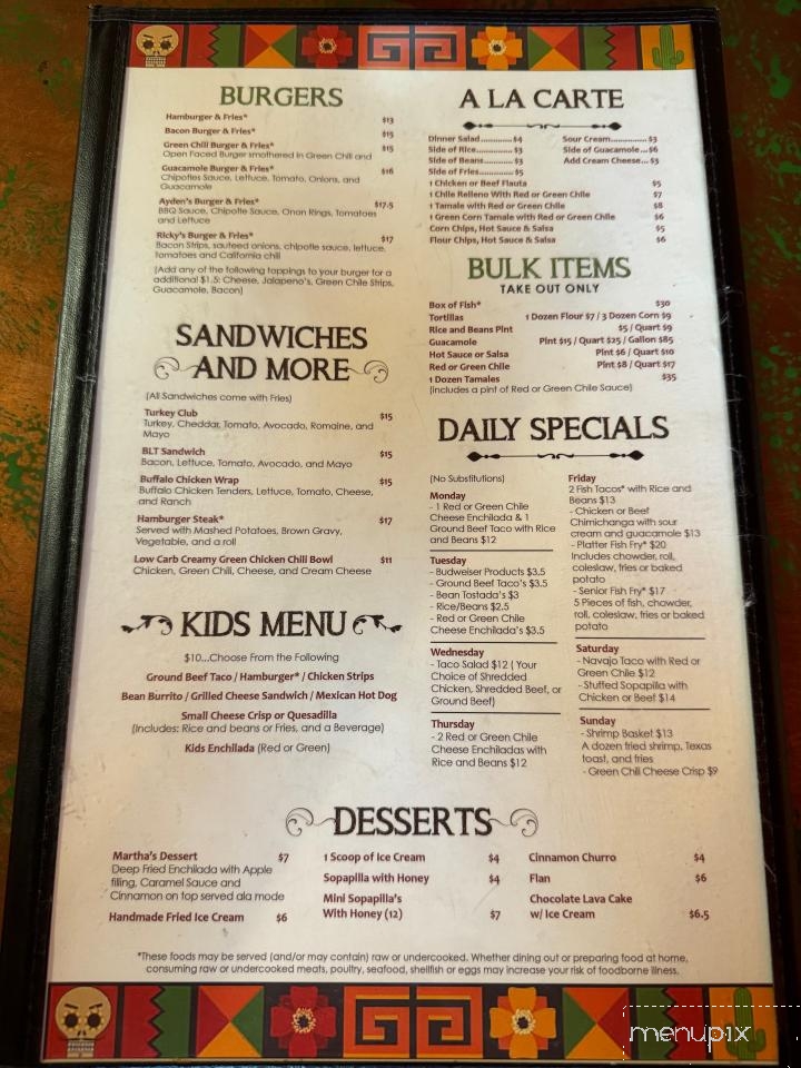 Sal and Teresa's Mexican Food - Pinetop-Lakeside, AZ menu_pic
