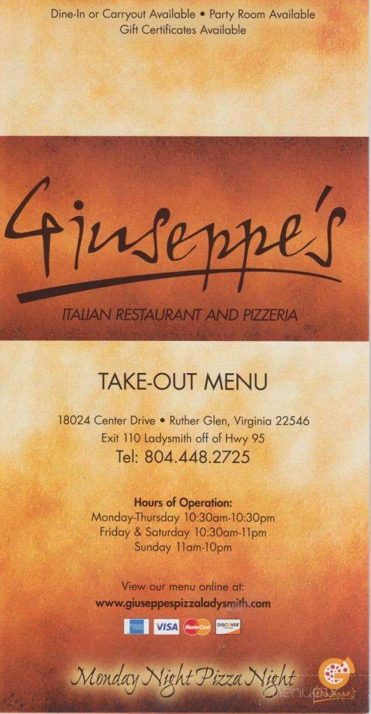Giuseppe's Italian Restaurants - Ruther Glen, VA menu_pic
