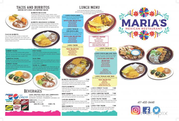 Maria's Mexican Restaurant - Neosho, MO menu_pic