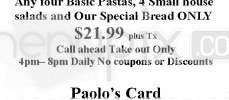 Paolos Pasta and Grill - Ozark, MO menu_pic