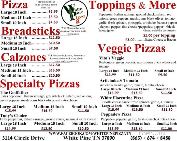White Pine Pizza 2 - White Pine, TN menu_pic