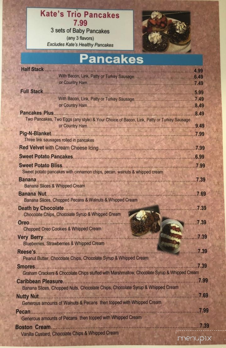 Kate's Pancake House - Carolina Beach, NC menu_pic