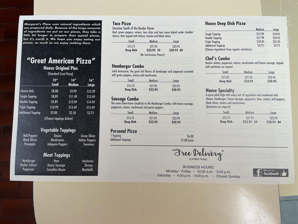 Margaret's Place - Calvert City, KY menu_pic