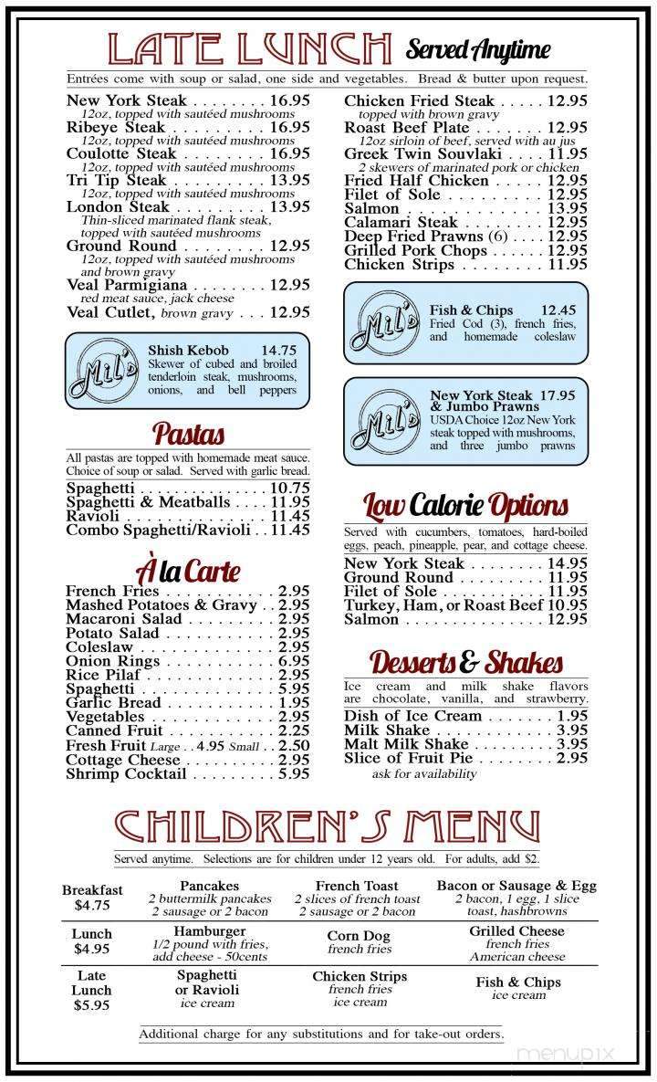 Mil's Diner - Milpitas, CA menu_pic