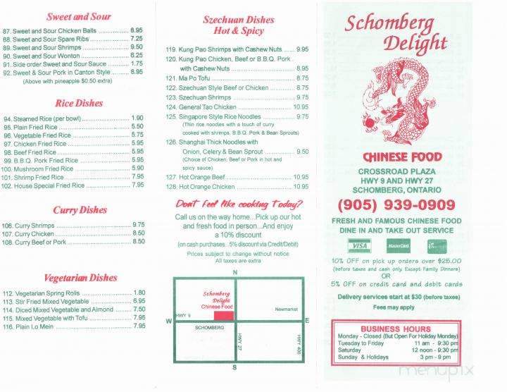 Schomberg Delight Chinese Food - Schomberg, ON menu_pic