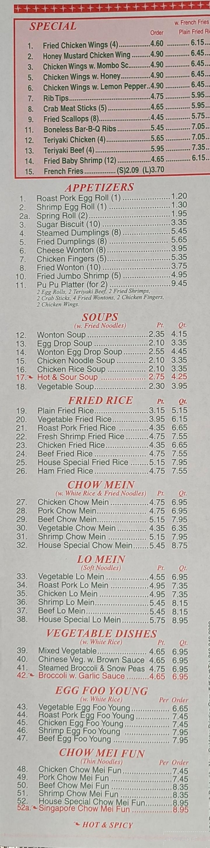 Jin Jin Chinese Restaurant - Florence, SC menu_pic