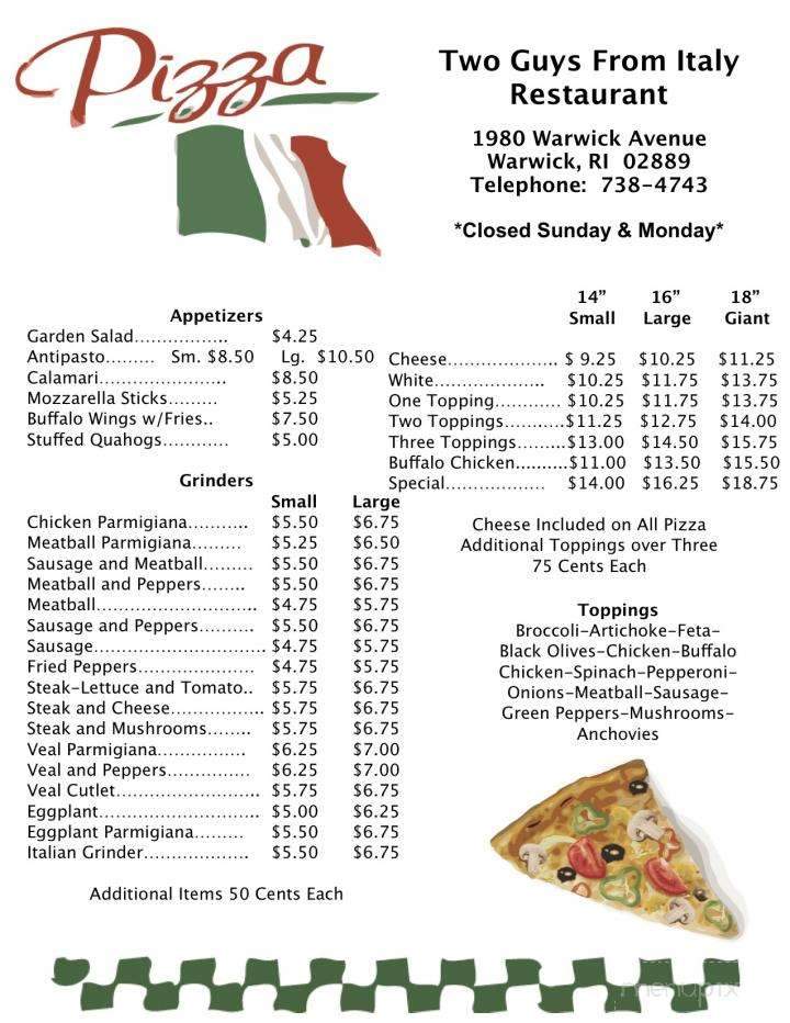Two Guys From Italy - Warwick, RI menu_pic