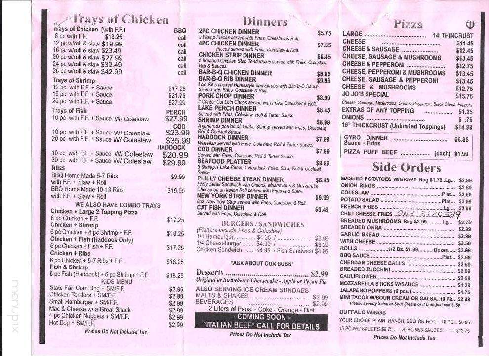 Jojo's Drive In Independence Wi Menu of JoJo's Fried Chicken in Milwaukee, WI 53215