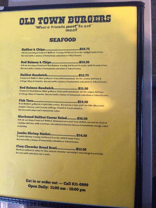 Old Town Burgers - Valdez, AK menu_pic