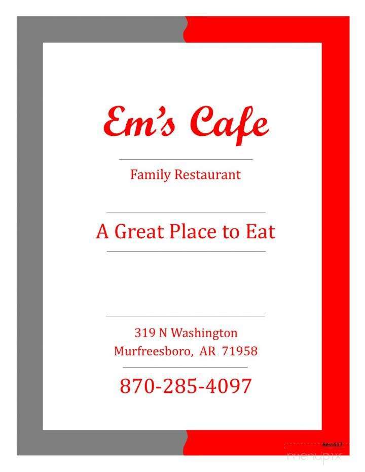Em's Cafe - Murfreesboro, AR menu_pic