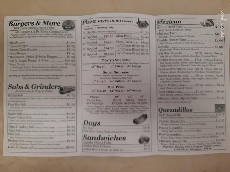 Marty's Pizza & Grill - Lake City, MI menu_pic