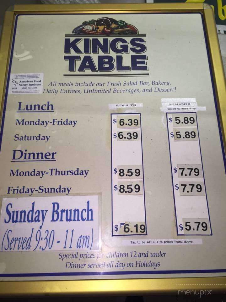 King's Table Buffet - Torrance, CA menu_pic