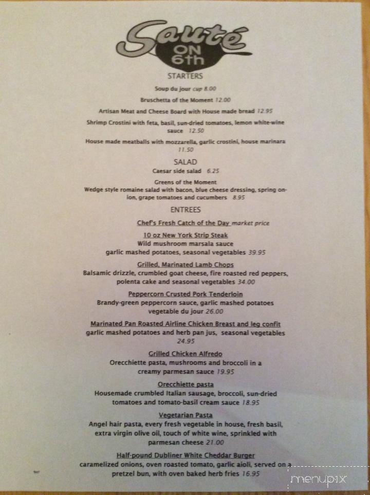 Saute On Sixth - Clarkston, WA menu_pic