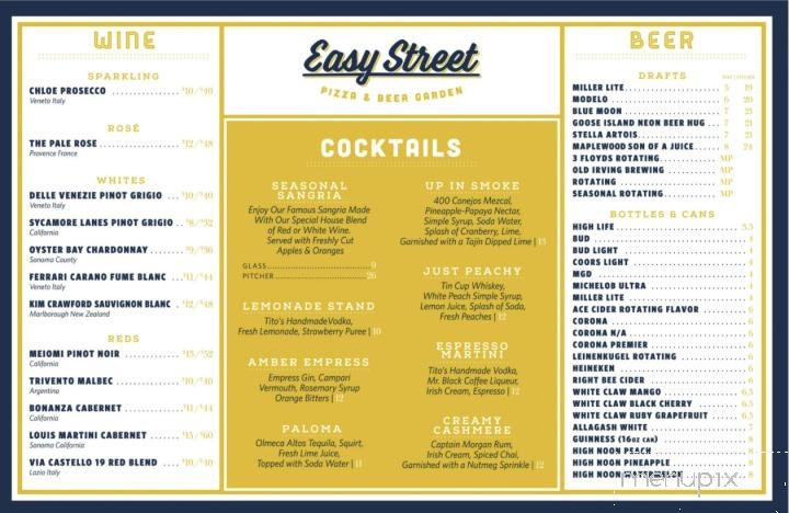 Easy Street Pizza & Beer Garden - Park Ridge, IL menu_pic