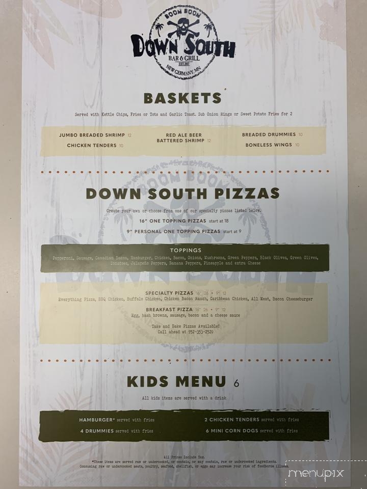 Down South - New Germany, MN menu_pic