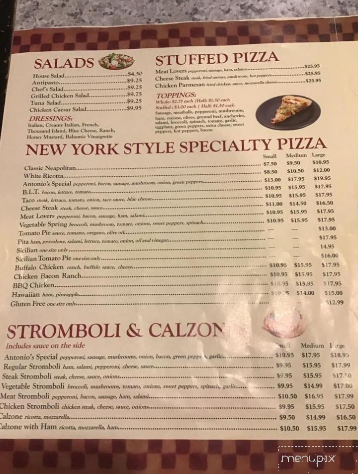 Antonio's Pizzeria - Jim Thorpe, PA menu_pic