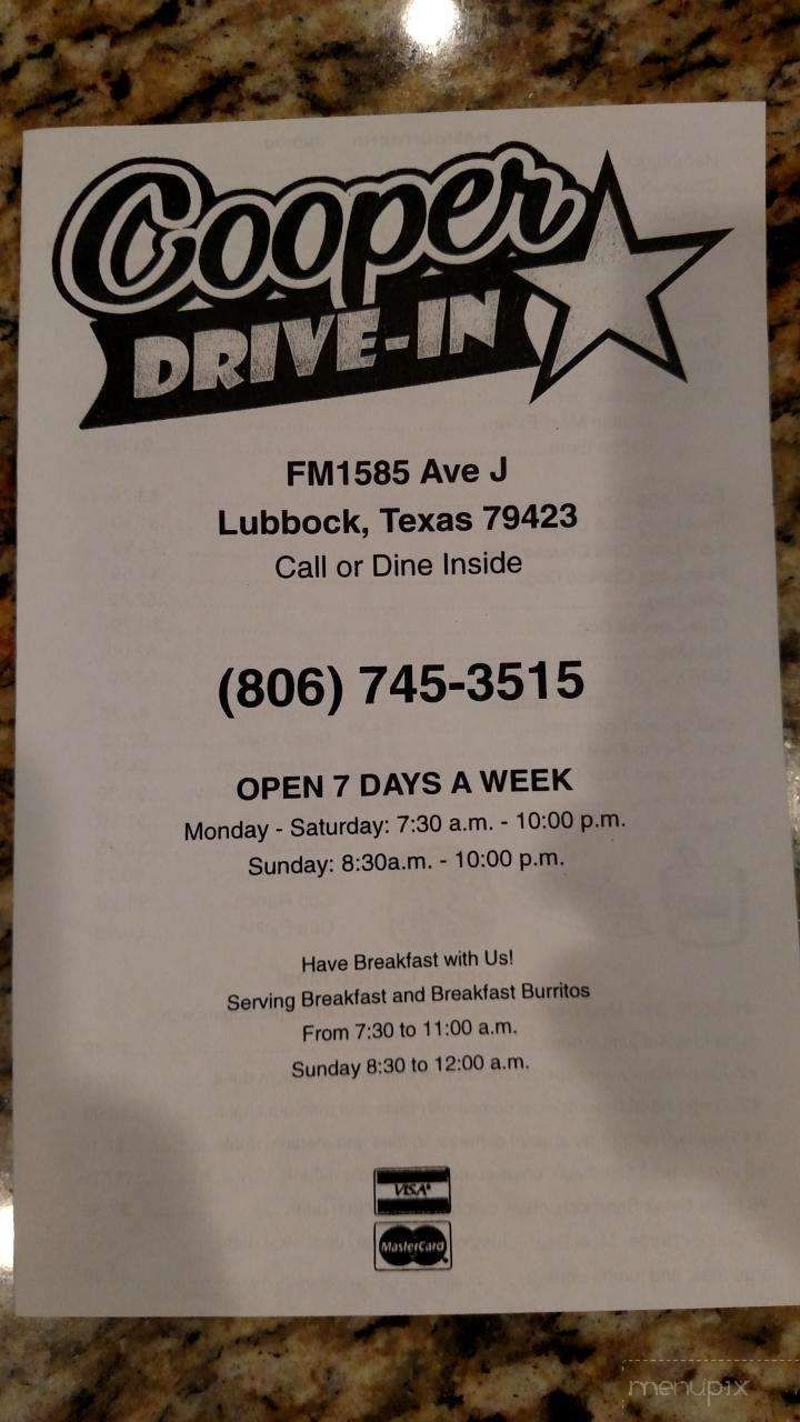 Cooper's Drive-In - Lubbock, TX menu_pic