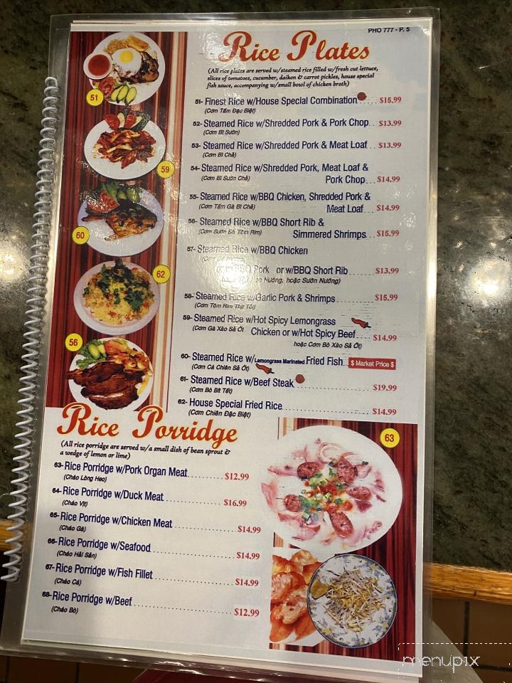 Pho 777 - Honolulu, HI menu_pic