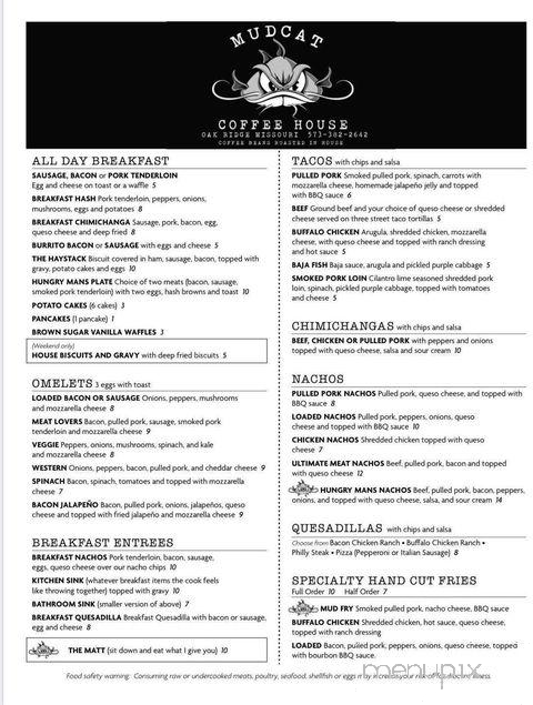 Mudcat Coffee House - Oak Ridge, MO menu_pic