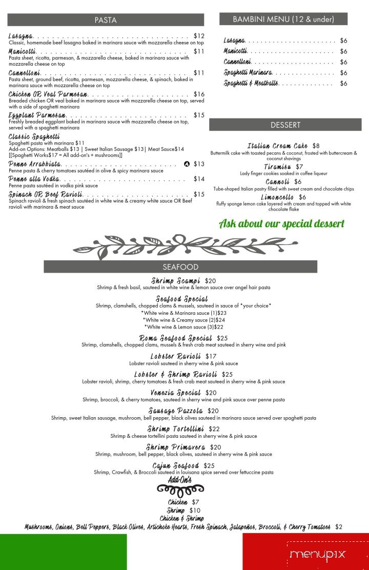 Roma Pizza - Gautier, MS menu_pic