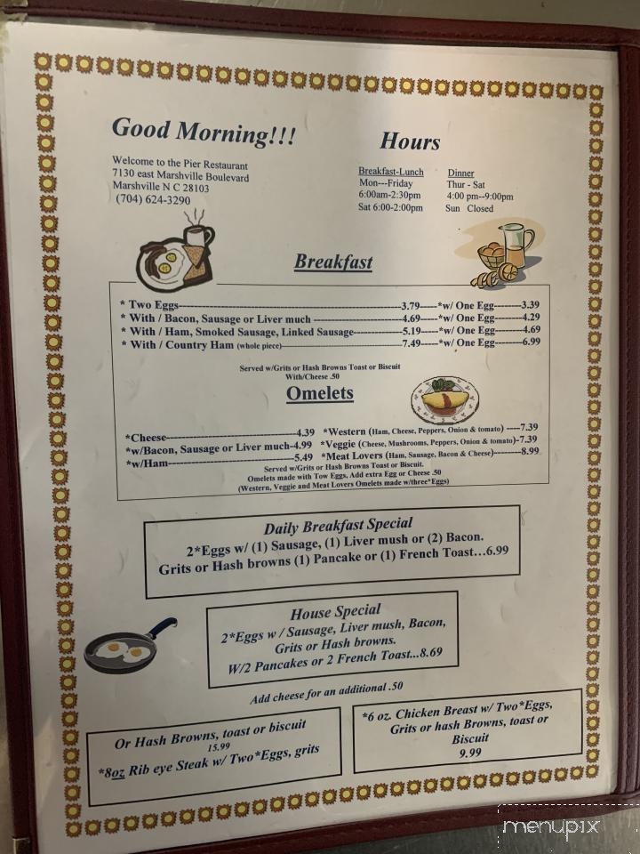 Pier - Marshville, NC menu_pic