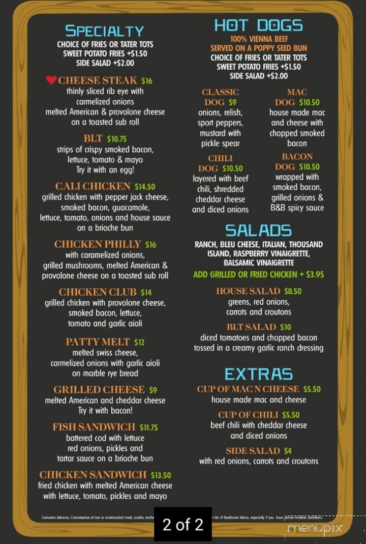 Burgers & Brews - Glendale, AZ menu_pic