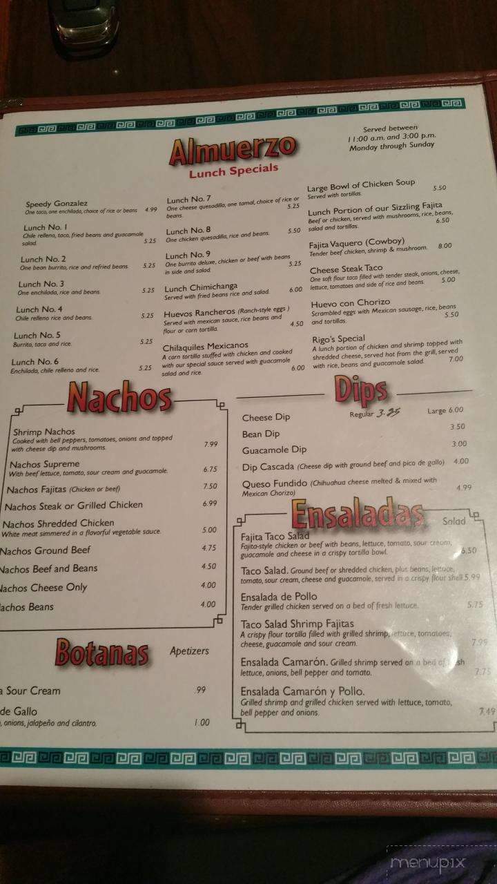 La Cascada - Lake City, AR menu_pic