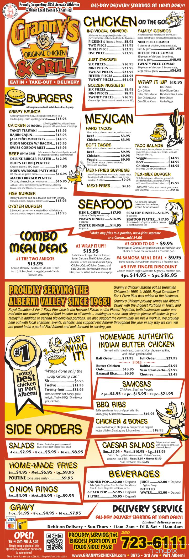 Granny's Chicken & Grill - Port Alberni, BC menu_pic