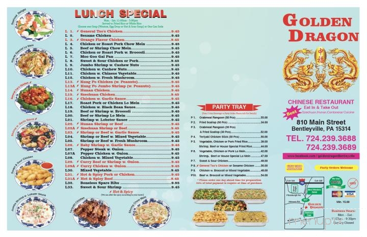 Golden Dragon - Bentleyville, PA menu_pic