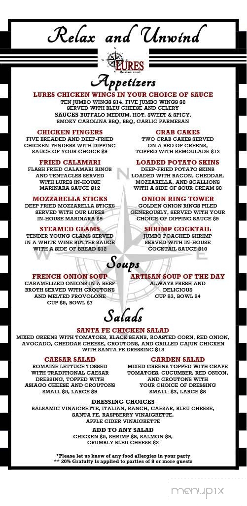 Lures Restaurant and Bar - Kendall, NY menu_pic