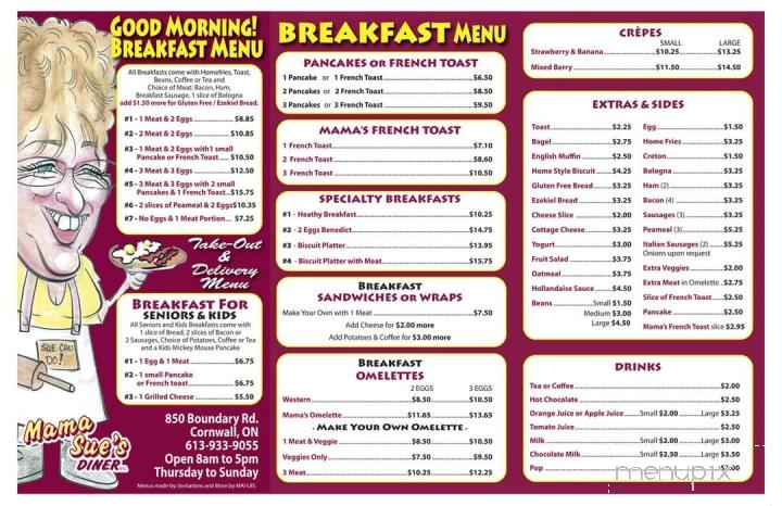 Mama Sue's Diner - Cornwall, ON menu_pic