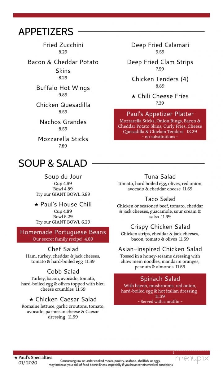 Paul's Place Restaurant & Bakery - Merced, CA menu_pic