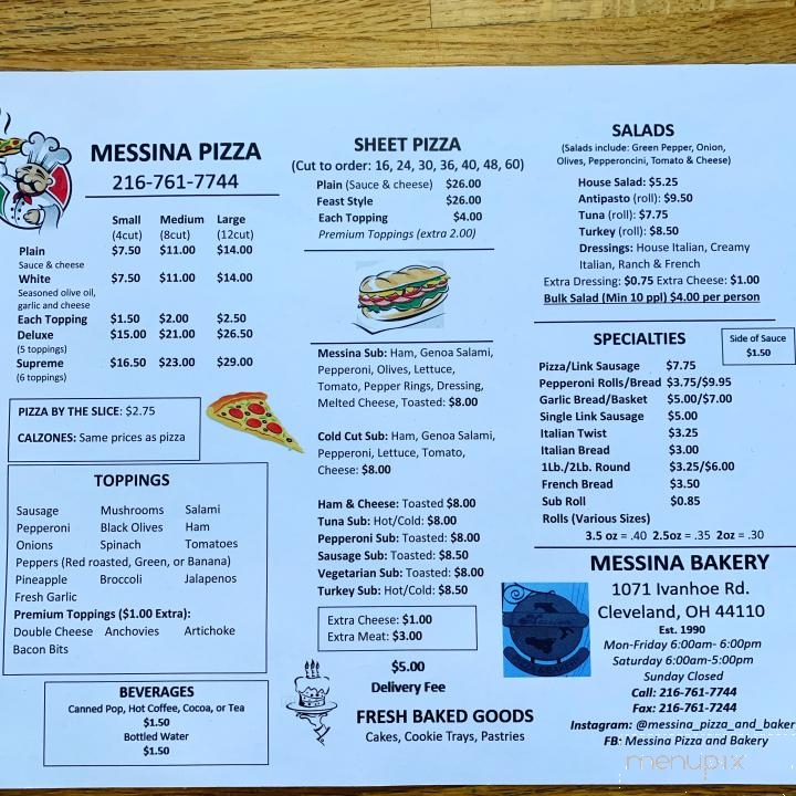 Messina Pizza & Bakery - Cleveland, OH menu_pic