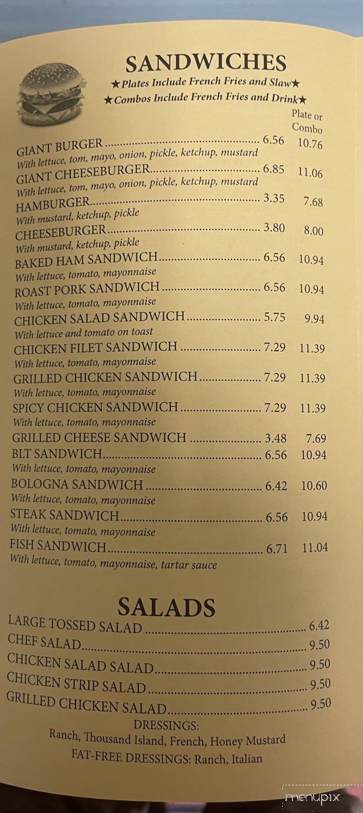 Whiteford's Giant Burger - Laurens, SC menu_pic