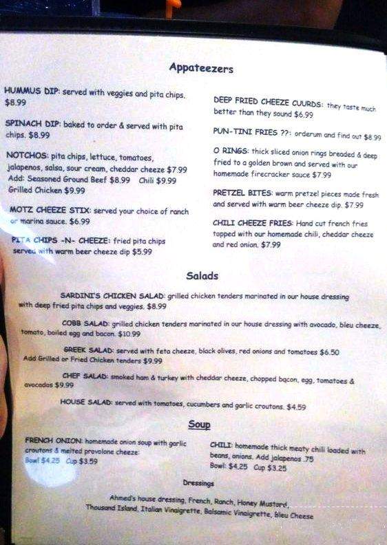 Sardini's Good Time Eatery - Toledo, OH menu_pic