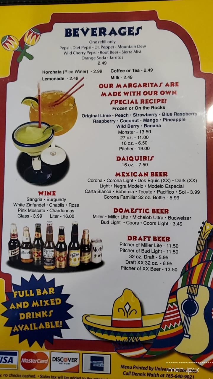 Menu of La Fiesta Mexican Restaurant in Canton, IL 61520