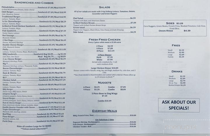 Freeze Restaurant - Edenton, NC menu_pic