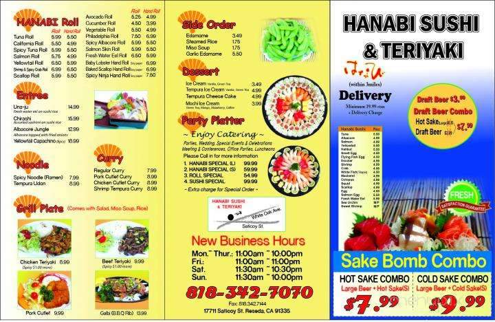 Hanabi Sushi - Reseda, CA menu_pic
